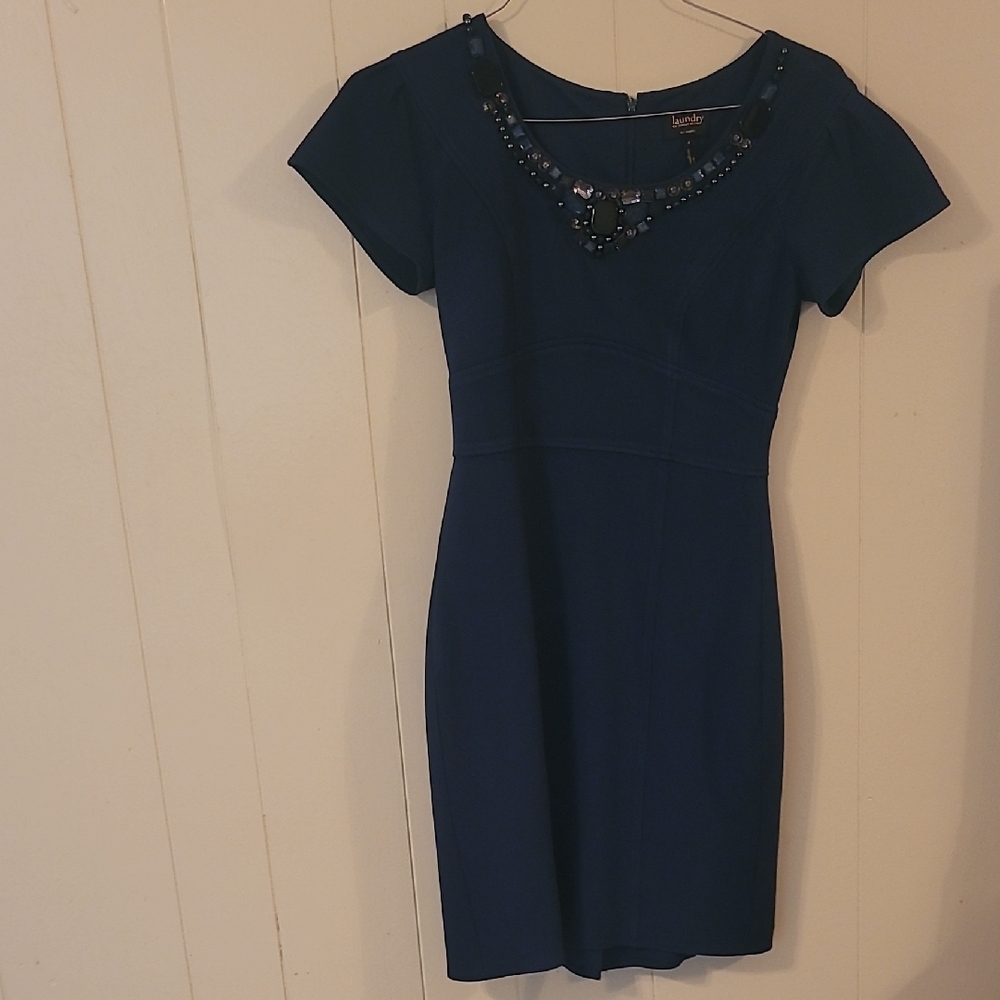 Laundry By Shelli Segal Blue Sequin Embellished Mini Dress